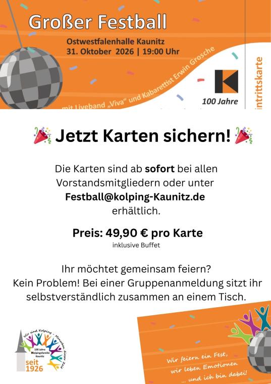 Kolping Kaunitz 100 Jahre Großer Fesstball