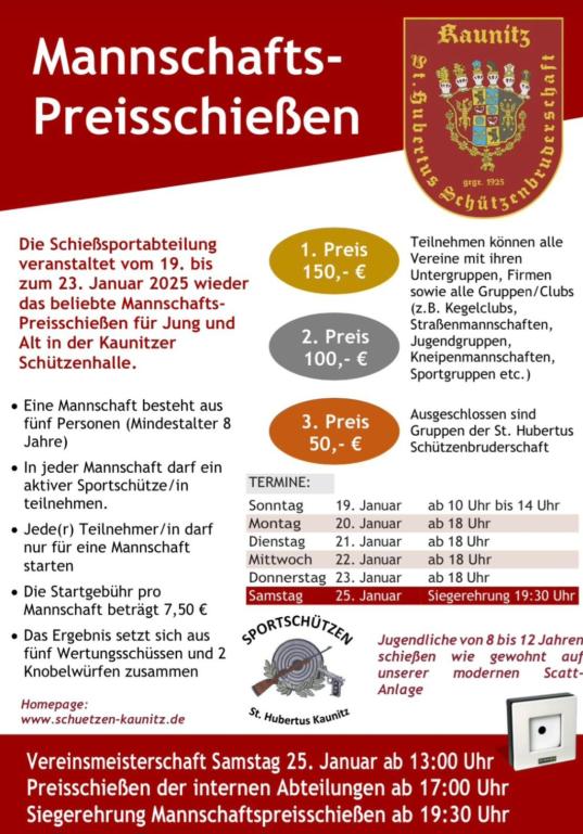 Mannschafts-Preisschießen 2025