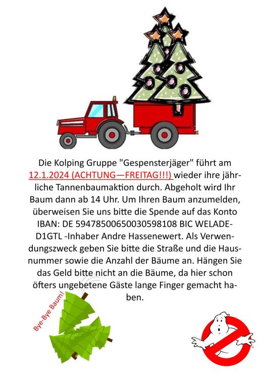 Weihnachtsbaum Sammelaktion 2023